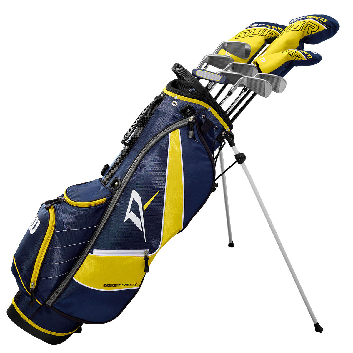 Wilson Deep Red Blue and Yellow Right Hand Golf Stand Bag Tour Teen Package Set, One Size | American Golf von Wilson Deep Red