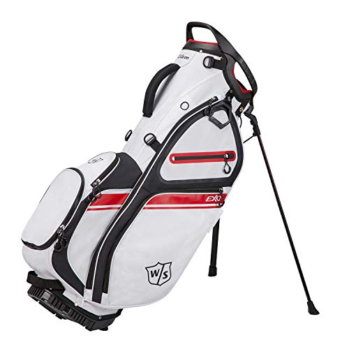 Wilson Staff Golftasche, EXO II Carry Bag, Tragetasche, Weiß/Schwarz/Rot, Integrierter Ständer, 2,3 kg, WGB6600WH von Wilson