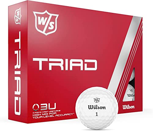 Wilson Staff Golfbälle, Triad, Dreiteiliger Golfball, 12 Bälle, Weiß von Wilson