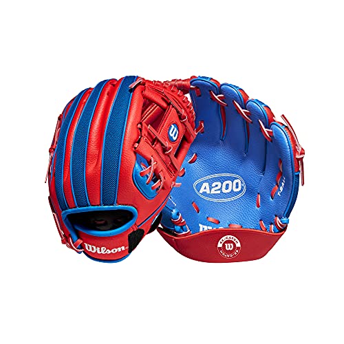 WILSON Unisex, Teenager A200 EZ Catch Baseball-Handschuh, Royal/Rot, 10" von Wilson