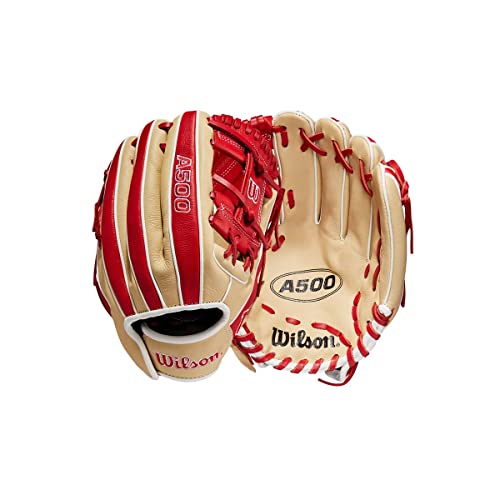WILSON Unisex, Teenager A500 Baseball 27,9 cm Handschuh, Blond/Rot/Weiß, 11" von Wilson