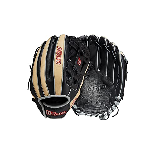 WILSON Unisex, Teenager A500 Baseball 29,2 cm Handschuh, Schwarz/Blond/Rot, 11.5" von Wilson