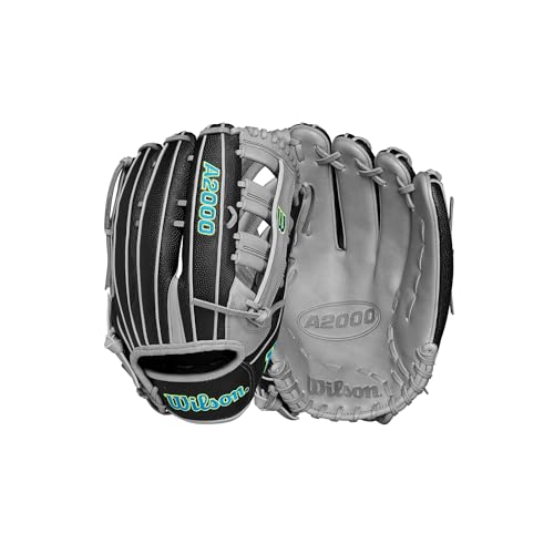 WILSON Unisex-Erwachsene A2000 SP13SS Slowpitch Softball-Handschuhe Softbll, Schwarz/Grau/Blaugrün, 13" von Wilson