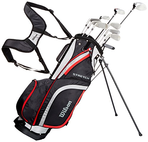 Wilson Anfänger-Amazon Exclusive Komplettsatz, 10 Golfschläger mit Carrybag, Herren, Rechtshand, Stretch XL, schwarz/grau/rot, WGG157548 von Wilson