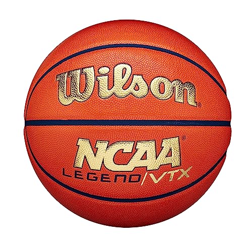 Wilson Basketball, NCAA Legend VTX, Outdoor und Indoor, High Performance Leder, Größe: 6, Orange/Gold von Wilson
