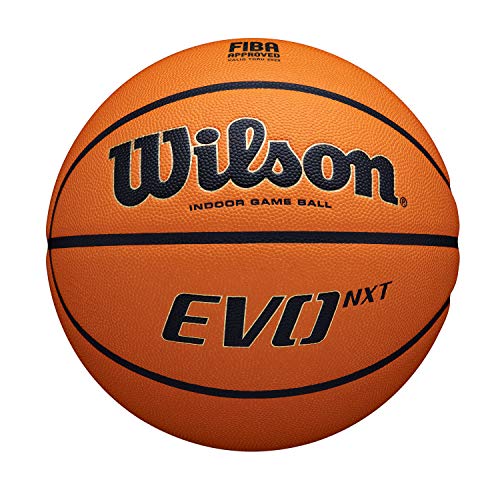 Wilson Basketball EVO NXT FIBA Game Ball, Mischleder, Ideal für Hallen, Größe 7, Braun, WTB0965XB von Wilson