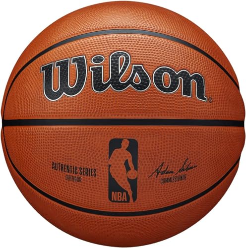 Wilson Basketball NBA AUTHENTIC SERIES, Outdoor, Tackskin Gummi, Größe: 6, Braun von Wilson