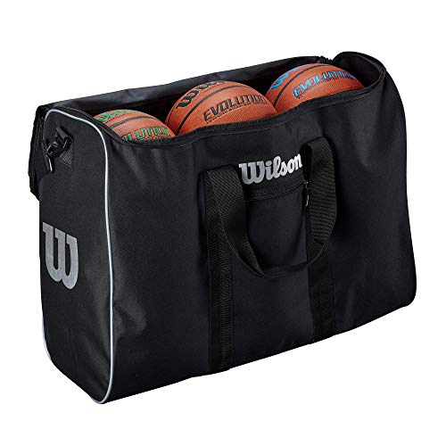 Wilson Basketball Reisetasche, 6 BALL TRAVEL BAG, 3 Fächer für bis zu 6 Bällen und Material, Außentasche, Schultergurt, WTB201960 von Wilson