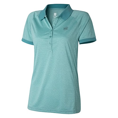 Wilson Damen Golf Poloshirt, Stripe Polo, Polyester, Türkis (Lake Blue), L von Wilson