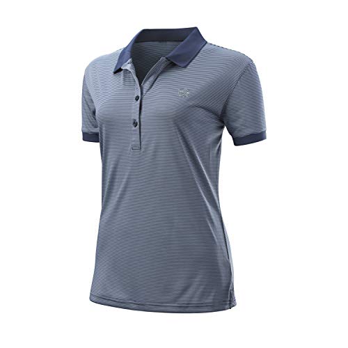 Wilson Damen Stripe Polo T-Shirt, Blau, LG von Wilson
