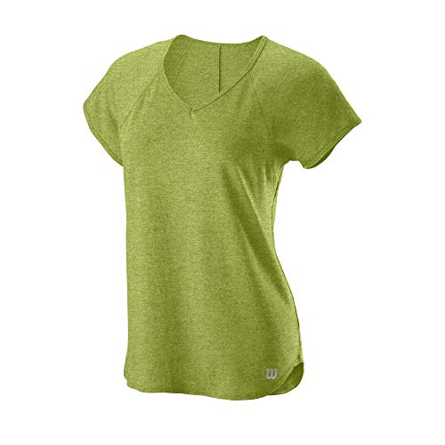 Wilson Damen T-Shirt, TRAINING V-NECK T-shirt, Polyester/Baumwolle, Grün (Dark Citron Heather), Größe L, WRA775910LG von Wilson