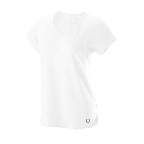 Wilson Damen T-Shirt, TRAINING V-NECK T-shirt, Polyester/Baumwolle, Weiß, Größe S, WRA775907SM von Wilson
