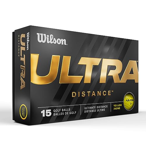 Wilson Staff Golfbälle, Ultra Distance, Zweiteiliger Golfball, 15 Bälle, Gelb von Wilson