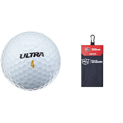 Wilson Golfbälle Ultra, weiß, 24er Pack & Staff Unisex Golf-Handtuch, Dreifach gefaltet, TRI FOLD, Mikrofaser, Schwarz, Einheitsgröße, WGA9000102 von Wilson
