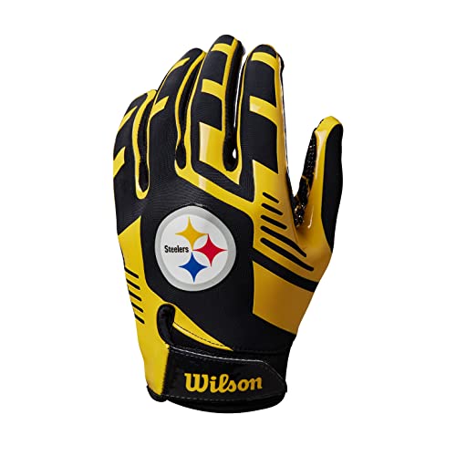 Wilson Unisex-Youth NFL Team Super Grip Gloves, Pittsburgh Steelers von Wilson