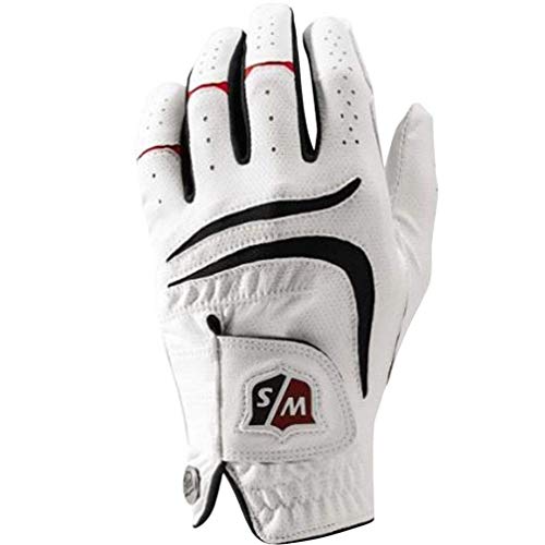 Wilson Staff Herren Golfhandschuh, Grip Plus, Material-Kombi, Größe: XL, Linkshand, MLH, weiß, WGJA00680XL von Wilson