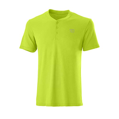 Wilson Herren Kurzarmshirt, PWR SMLS HENLEY II, Polyester/Nylon, Grün (Lime Popsicle), Größe M, WRA789103MD von Wilson