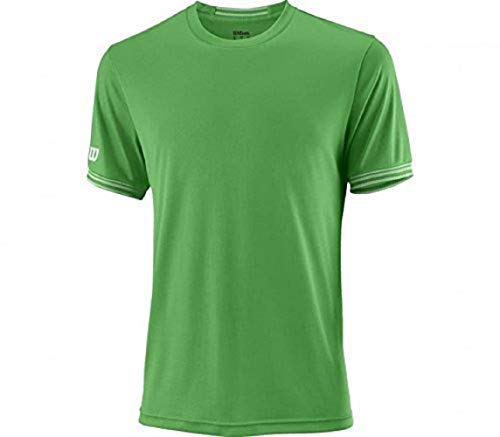 Wilson Herren Tennis-Kurzarmshirt, M Team Solid Crew, Polyester, Grün/Weiß, Größe: XL, WRA765303 von Wilson