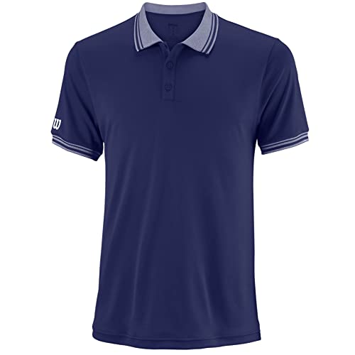 Wilson Herren Tennis Polo-Kurzarmshirt, M Team Polo, Polyester, Blau, Größe: XL, WRA765404 von Wilson