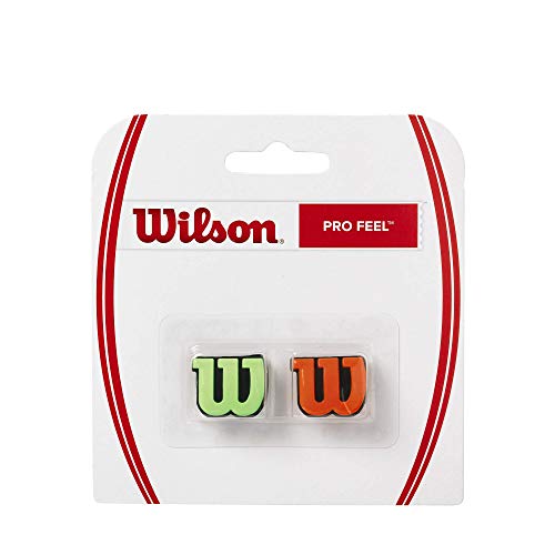 Wilson Logo-Vibrationsdämpfer für Tennisschläger, Pro Feel, 2er Pack, grün/orange, WRZ538700 von Wilson