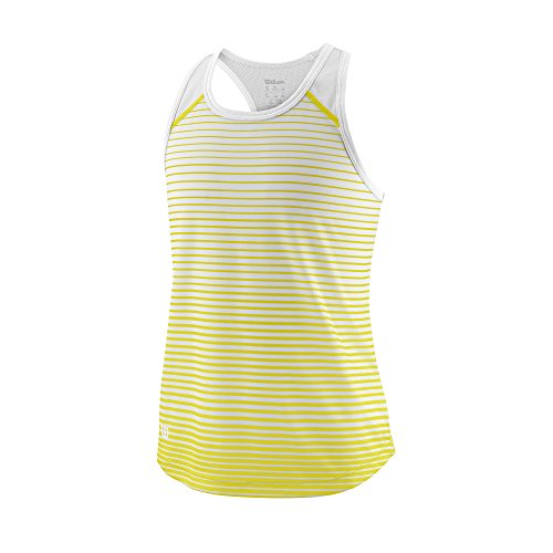 Wilson Mädchen Tennis-Tank Top, G Team Striped Tank, Polyester, Gelb/Weiß, Größe: XS, WRA769805 von Wilson