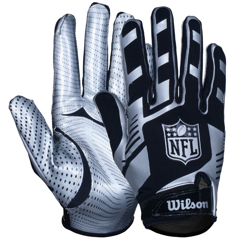Wilson NFL Stretch Fit American Football Receiver Handschuhe - silber von Wilson