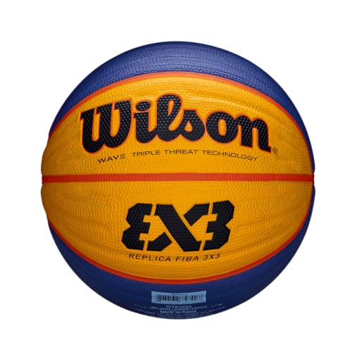 Wilson Outdoor-Basketball, Rauer Untergrund, Asphalt, Granulat, Kunststoffboden, Größe 6, 8 bis 12 Jahre, Hyper Shot I, Schwarz/ Gelb von Wilson