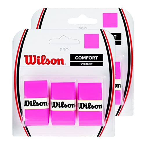 Wilson Pro Overgrip Comfort Griffband, 3 Packungen (insgesamt 6 Streifen Overgrip), Pink, 2 Stück von Wilson