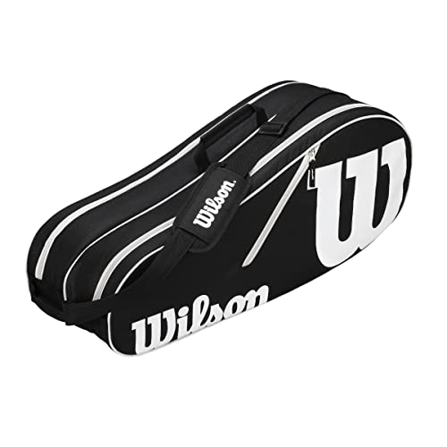 Wilson Schlägertasche Advantage II Six Racket Bag, Schwarz, 31 cm x 47 cm x 18 cm, 65 Liter, WRZ601406 von Wilson