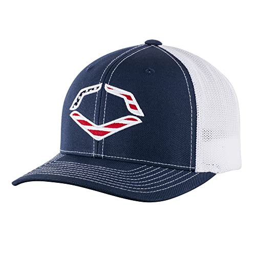 EvoShield Unisex-Erwachsene Flexfit-Trucker-Mütze mit USA-Logo, Marineblau/Weiß, X-Large von EvoShield