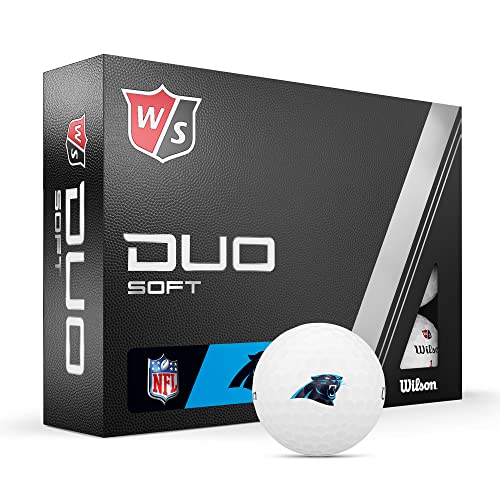 WILSON Staff 2023 Duo Soft NFL Golfbälle - 12 Bälle, Weiß, Carolina Panthers von Wilson