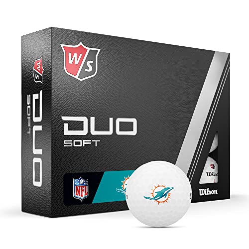 WILSON Staff 2023 Duo Soft NFL Golfbälle - 12 Bälle, Weiß, Miami Dolphins von Wilson
