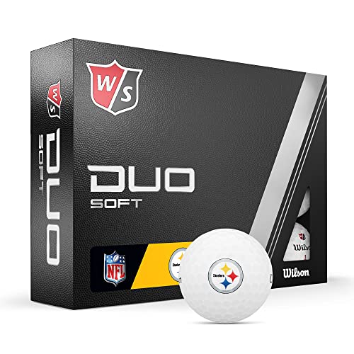 WILSON Staff 2023 Duo Soft NFL Golfbälle - 12 Bälle, weiß, Pittsburgh Steelers von Wilson