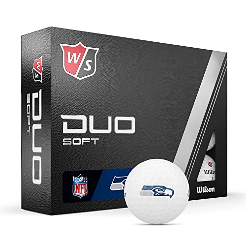 WILSON Staff 2023 Duo Soft NFL Golfbälle - 12 Bälle, weiß, Seattle Seahawks von Wilson