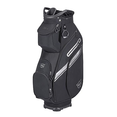 Wilson Staff Golftasche, EXO II Cart Bag, Trolleytasche, Für bis zu 14 Schläger, Schwarz/Silber, 2,3 kg, WGB6650BL von Wilson