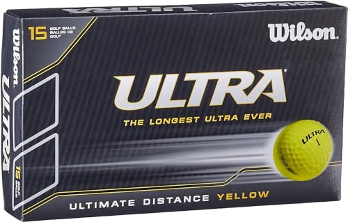 Wilson Ultra, weiche 2-piece Golfbälle für Weite Distanzen,15er Pack, Weiche Ionomerhülle, Gelb von Wilson