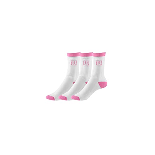 Wilson – calcetínes für Kinder, Kinder, WRW1B2W30, weiß/rosa, 31-34 von Wilson