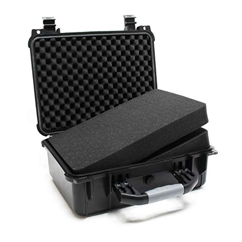 Wiltec Universalkoffer 40,6x33x17,4 cm schwarz, Schutzkoffer Wasserdicht mit Druckausgleichsventil & anpassbaren Schaumstoffmatten von Wiltec