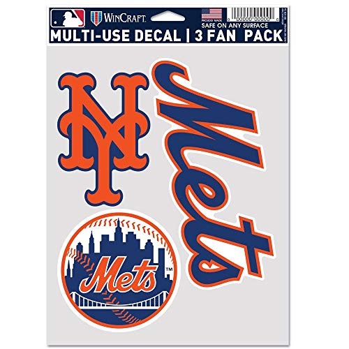 WinCraft MLB New York Mets Aufkleber, Mehrzweck-Fächer, 3er-Pack, Team-Farben, Einheitsgröße von Wincraft