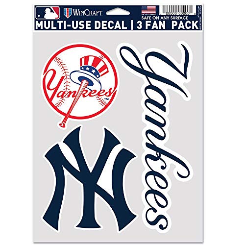 WinCraft MLB New York Yankees Aufkleber, Mehrzweck-Fächer, 3 Stück, Team-Farben, Einheitsgröße von Wincraft