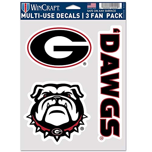 WinCraft NCAA Georgia Bulldogs Aufkleber, Mehrzweck-Fächer, 3er-Pack, Teamfarben, Einheitsgröße von WinCraft