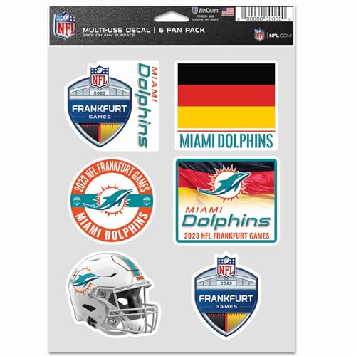 Wincraft NFL Frankfurt Aufkleber 6er Set 18x13cm Miami Dolphins von Wincraft