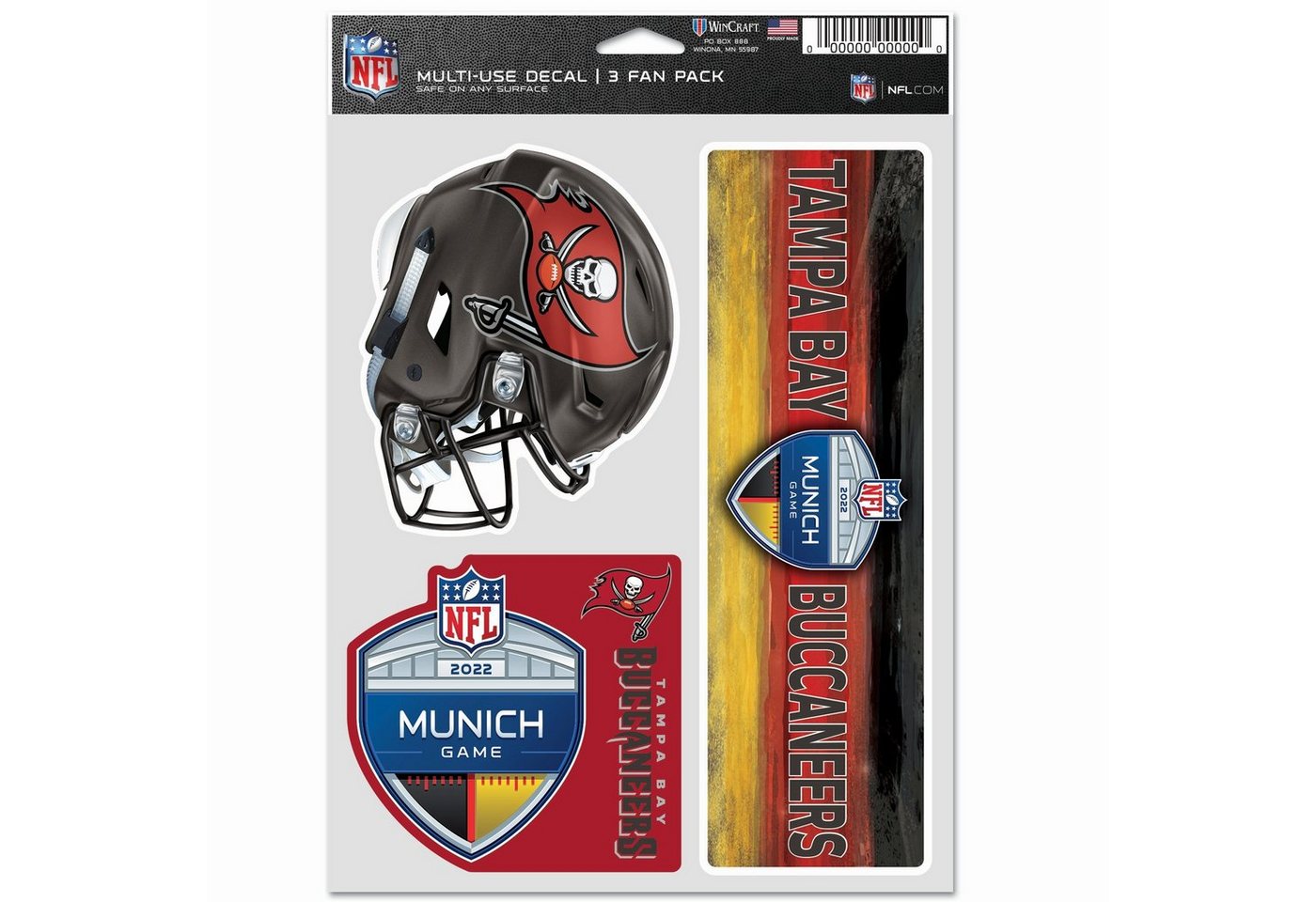 WinCraft Wanddekoobjekt NFL Aufkleber 3er Set 20x15cm Tampa Bay Buccanee von WinCraft