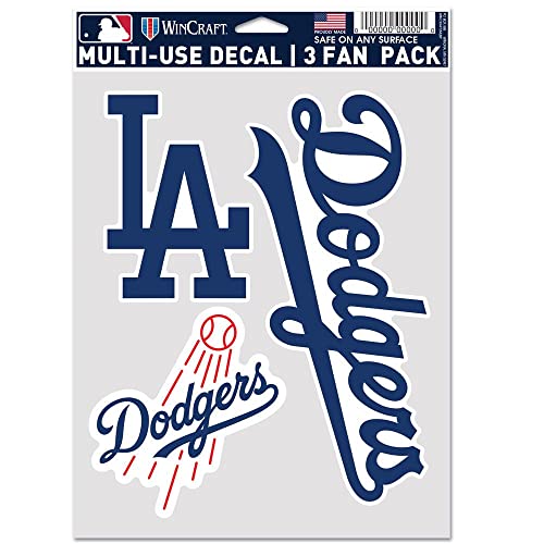 WinCraft MLB Los Angeles Dodgers Aufkleber, Mehrzweck-Fächer, 3 Stück, Team-Farben, Einheitsgröße von Wincraft