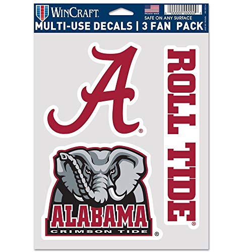 WinCraft NCAA Alabama Crimson Tide Aufkleber, Mehrzweck-Fächer, 3er-Pack, Team-Farben, Einheitsgröße von Wincraft