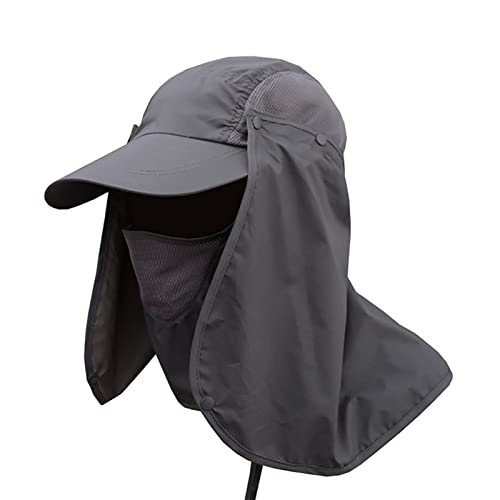 Wingbind Outdoor Sun Protection Angeln Cap mit abnehmbaren Hals Klappe, Gesichtsmaske, breiter Krempe Sommer Hut, Volltonfarbe Boonie Hut für Männer Frauen von Wingbind