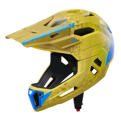 Cratoni Unisex – Erwachsene C-maniac Helmet, Gelb/Blau Matt, S von Cratoni