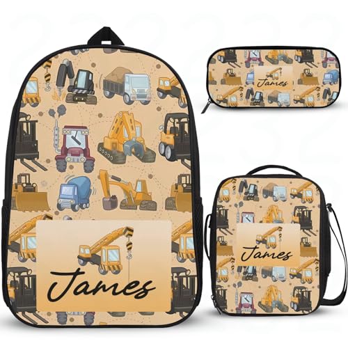 Cartoon-Auto-Schultaschen für Mädchen, personalisierter Schulrucksack für Schule, Grundschüler, Tagesrucksack, Grundschultasche mit Lunchbox, Federmäppchen, 3 Stück von Wintarn