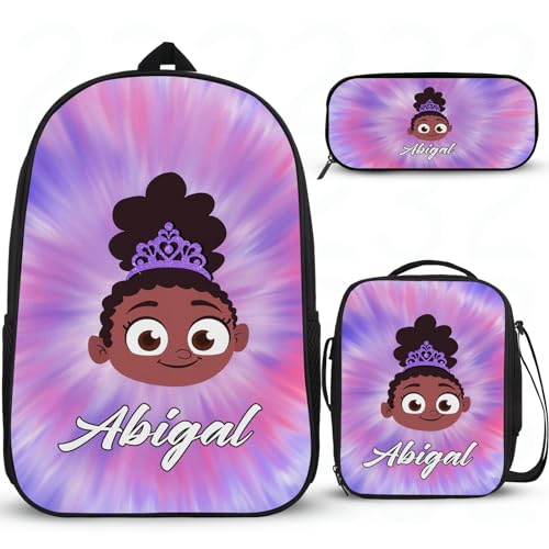 Interessante Schultaschen für die weiterführende Schule, personalisierte Rucksäcke für Mädchen, Grundschüler, Schulrucksack mit Lunchbox, Federmäppchen, 3 Stück von Wintarn