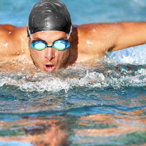 Schwimmbrille – Unisex-Erwachsene Schwimmbrille mit UV-Schutz | Wasserdichte Schwimmausrüstung | Klare Polycarbonatlinse für professionelles Training von Wisylizv